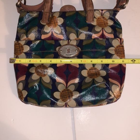 FOSSIL Key-Per Floral Multicolor Coated Canvas & Leather Tote Crossbody - Picture 9 of 13